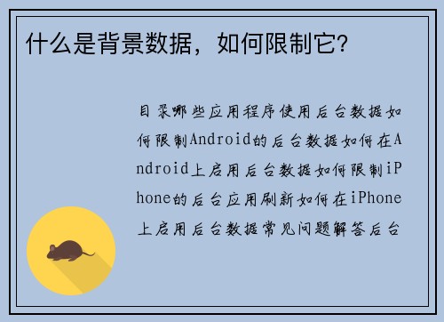 什么是背景数据，如何限制它？ 